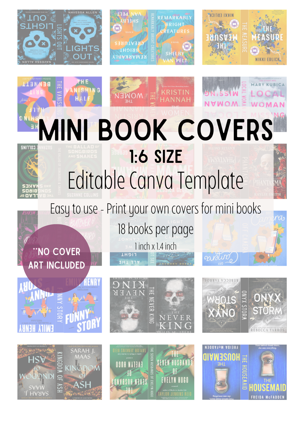 Mini-Book Cover Template 1:6 size