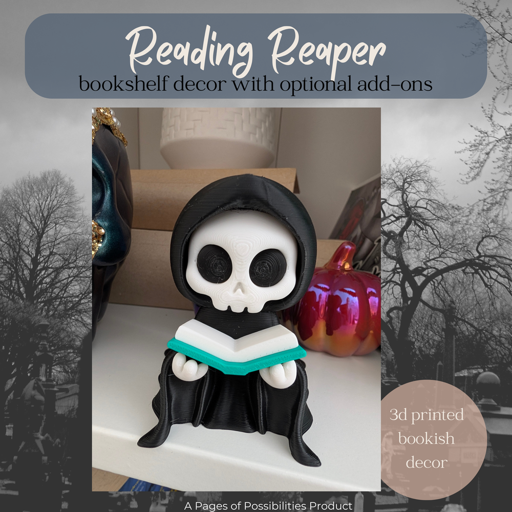 Reading Reaper Bookshelf Figurine